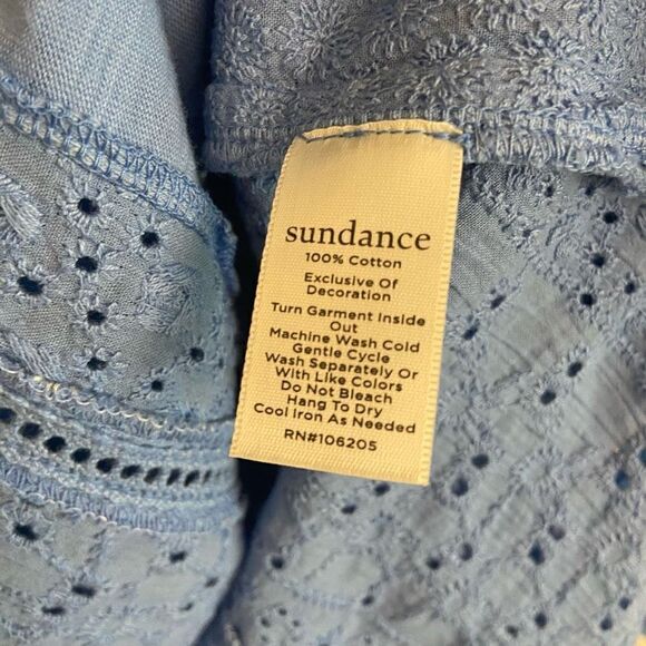 Sundance Nero Eyelet Tee Shirt Sky Blue Top Small - Picture 5 of 7